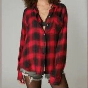 Lucky Brand Buffalo Plaid Button Up Flannel Shirt